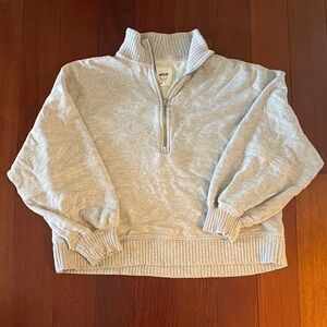 Aerie Gray Quarter-Zip Sweatshirt